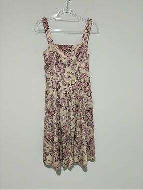 Ann Taylor Loft Women's Sundress Loft Tan Purple Dress size 8